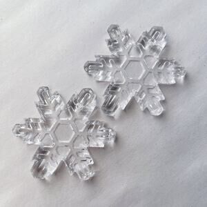 Glass Snowflake 2" Charm Pendant Set of 2 Crafting Jewelry Making Christmas